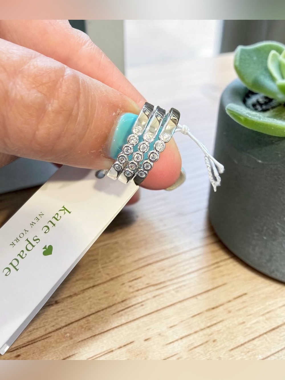 kate spade Silver Stackable Rings with crystals